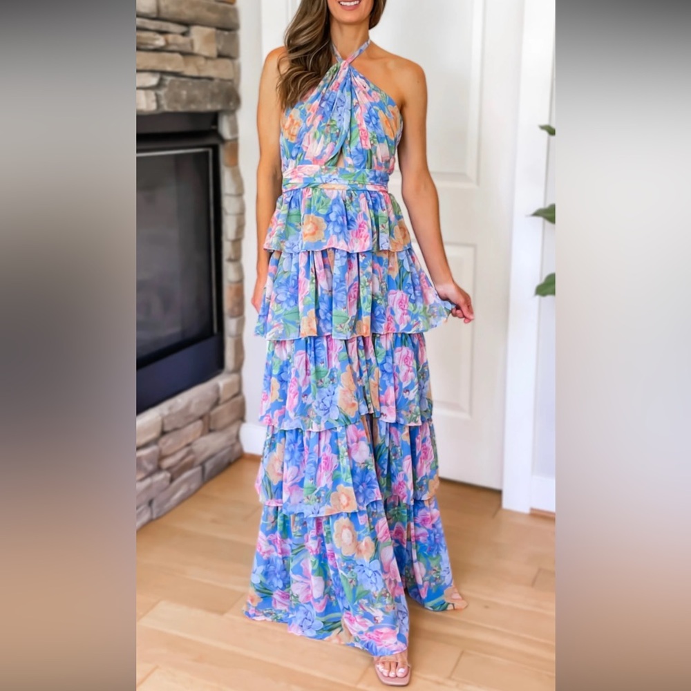 Floral Halter Maxi Dress